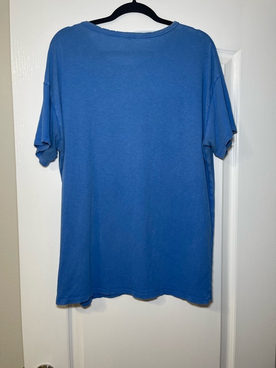 American Eagle Aerie Blue Distressed Oversized Boyfriend Tee Size Medium - Picture 8 of 12